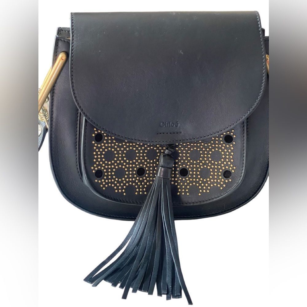 Chloe Black and Gold Crossbody Bag